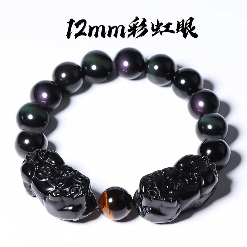 Pulsera de obsidiana con doble Pixiu