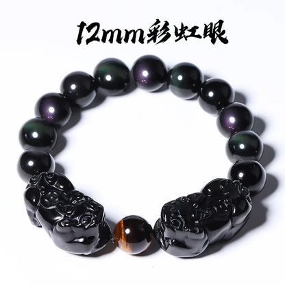 Pulsera de obsidiana con doble Pixiu