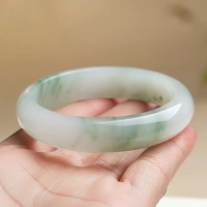 Gelo Transparente Tianshan Jade Pulseira, Pulseira Flor Faixa Larga para Namorada