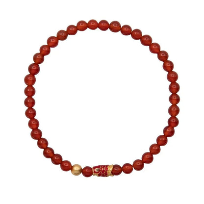 Pulsera de ágata roja con koi