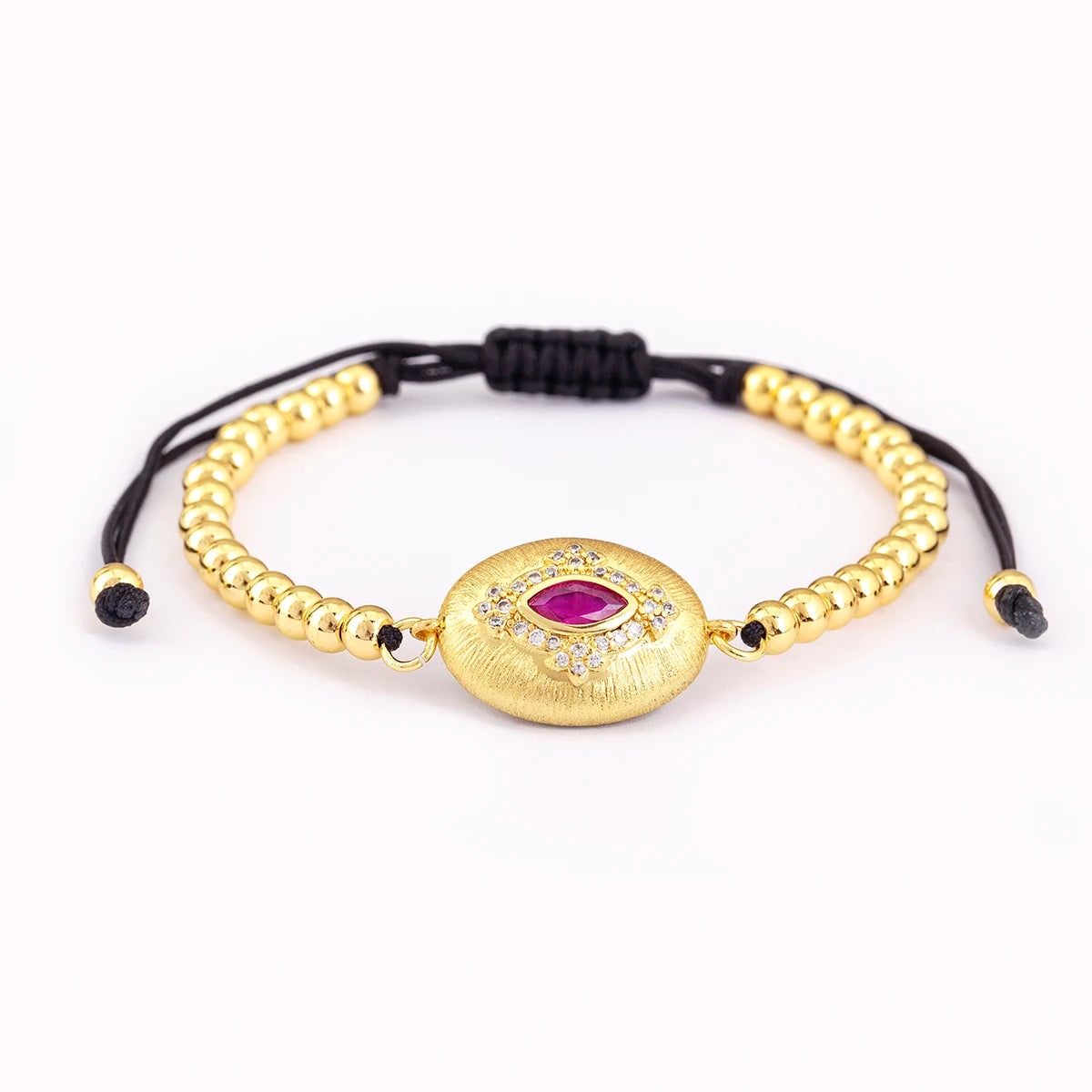 Nidin venda quente estilo punk mau olhado corrente pulseiras ajustáveis para mulheres feminino incrustado rosa vermelho/verde zircão jóias acessórios