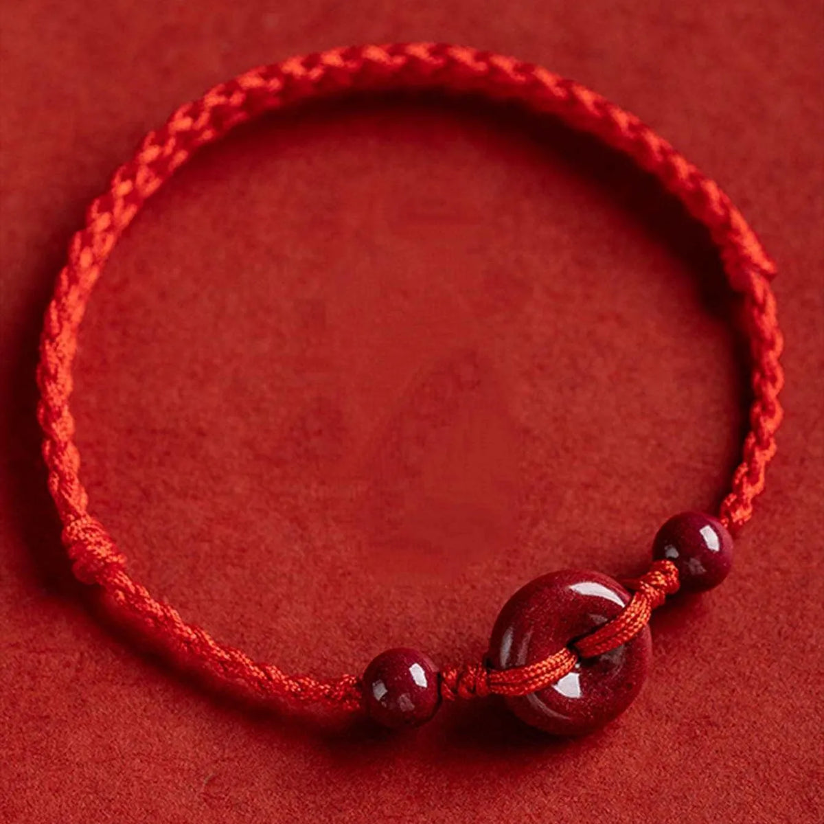 Pulseira amuleto de corda vermelha da sorte, feita à mão, para mulheres, homens, cinábrio, fivela de segurança, corda trançada, festa, amizade, joia, presente