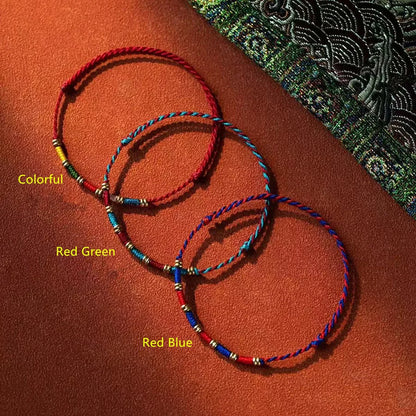 Pulseira Ajustável de Corda Trançada com Bandeira de Oração Tibetana de Cinco Cores, Estilo Étnico, Amuleto da Sorte, Unissex, Presente para Festivais, Joia
