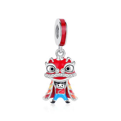 Charms Originais de Prata Esterlina 925, Pingente de Gato da Sorte, Boneca Japonesa, Presente de Ano Novo, Pulseiras e Colares para Mulheres, Joias