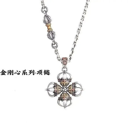 Cruz feliz vajra pingente karma pilão acessório original colar tibetano pingente alça de cobre peça