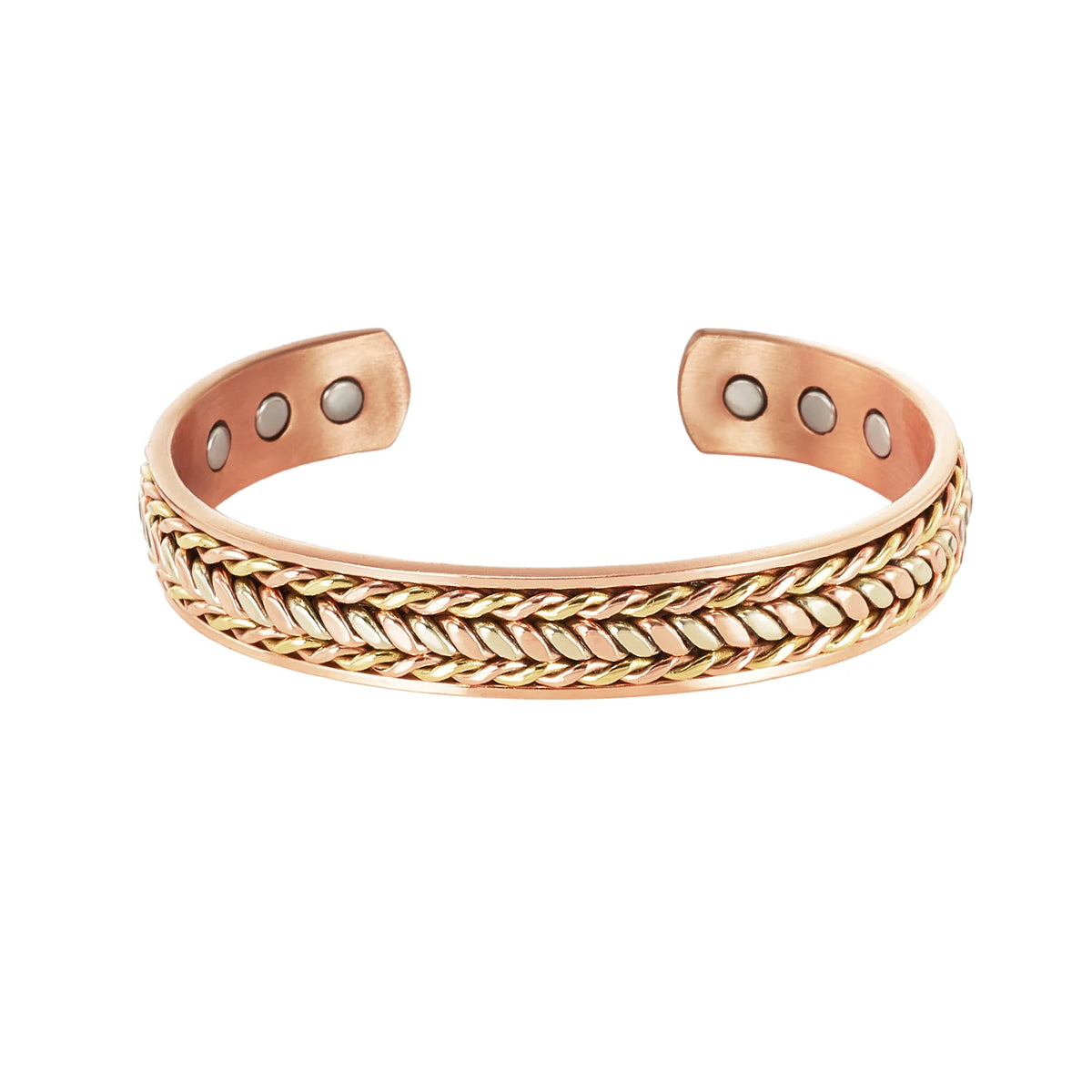 Vinterly pulseiras de cobre puro magnético ajustável trançado manguito 12mm pulseiras de metal macio redimensionável jóias de saúde das mulheres dos homens