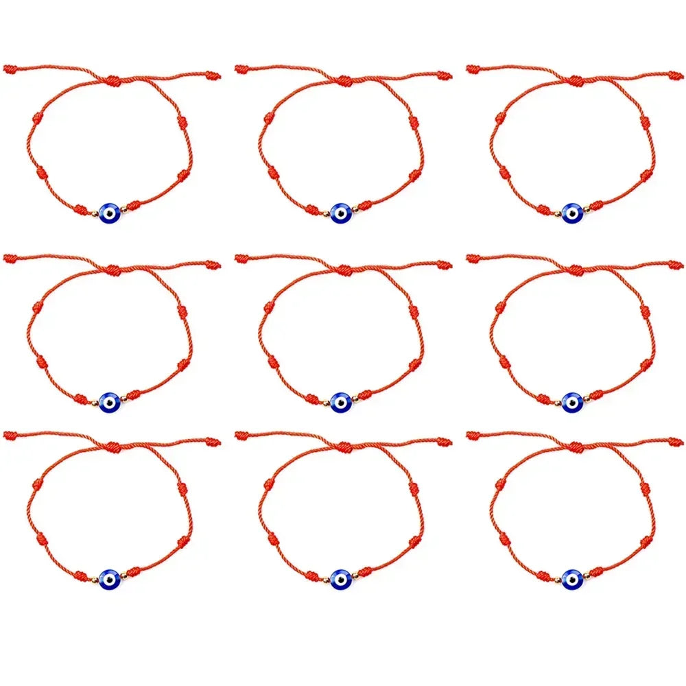 2/12 pçs artesanal turco sorte mau olhado pulseiras para mulheres homens olhos azuis trançado corda vermelha sorte pulseira amizade jóias