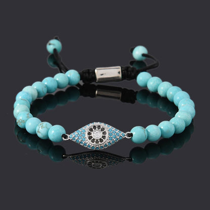 Luxo natural turquesa contas mau olhado encantos homem pulseira para mulher artesanal jóias presente