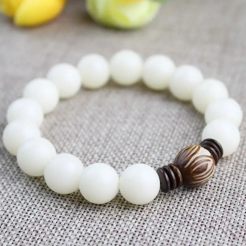 Natural Branco Bodhi Raiz Pulseira de Contas para Mulheres, Lotus Mala, Oração de Cura, Jóias, Design Original, 108