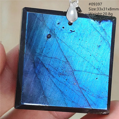 Colar de Pingente de Labradorita Azul Natural em Formato de Gota com Brilho para Mulheres e Homens AAAAAA