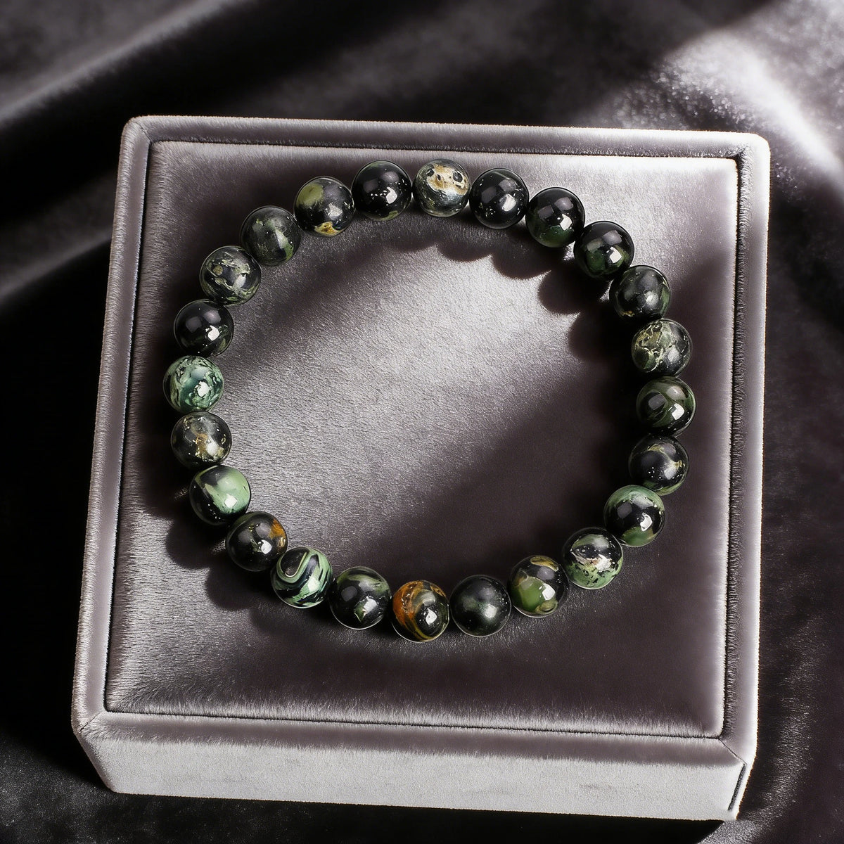 Pulsera Bosque · Cuentas Veteadas