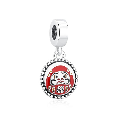 Charms Originais de Prata Esterlina 925, Pingente de Gato da Sorte, Boneca Japonesa, Presente de Ano Novo, Pulseiras e Colares para Mulheres, Joias