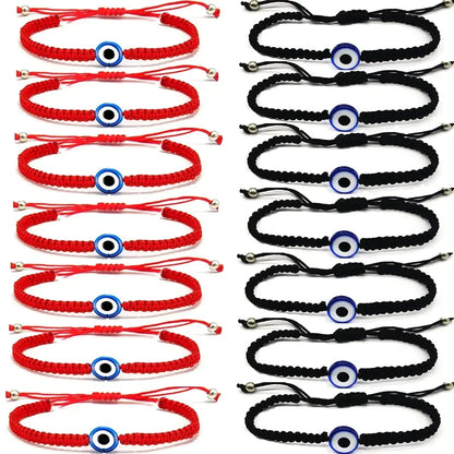 2/12 pçs artesanal turco sorte mau olhado pulseiras para mulheres homens olhos azuis trançado corda vermelha sorte pulseira amizade jóias