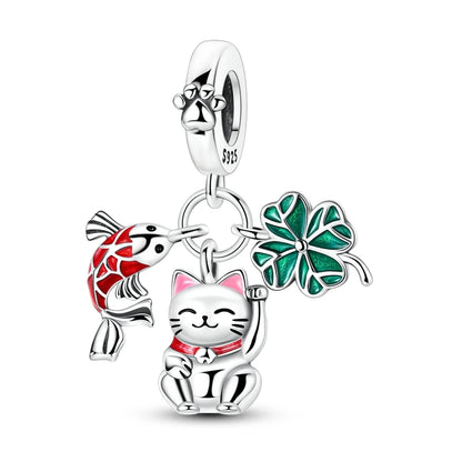 Original 925 prata esterlina encantos grânulo china ano novo vermelho encantos nova boneca pingente fecho aberto caber multi estilo pulseira original