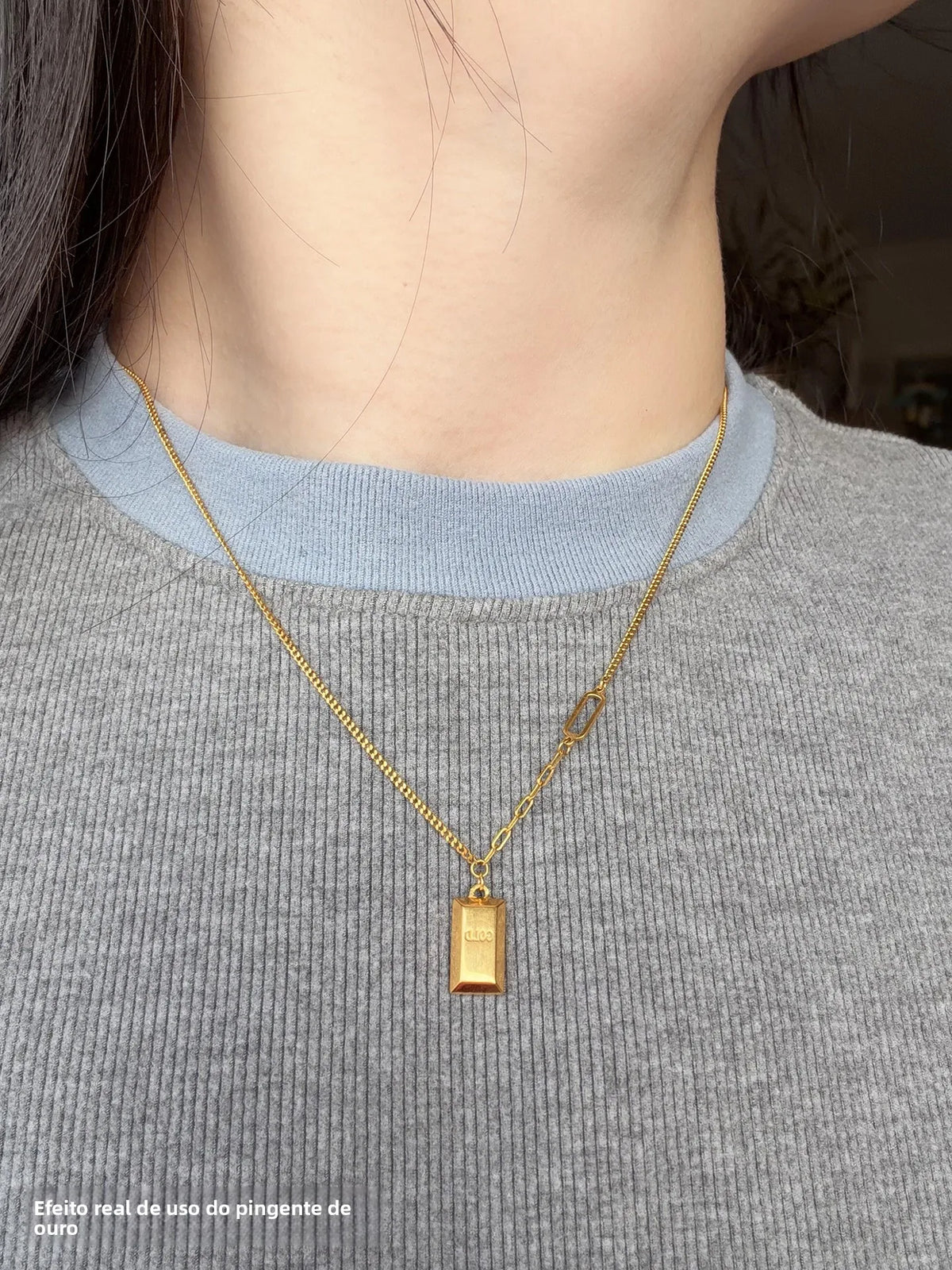 Colar Feminino com Pingente Cruz Vajra, Banhado a Cobre, Ouro Simulado e Prata, com Diamante e Trevo de Quatro Folhas, Corren...