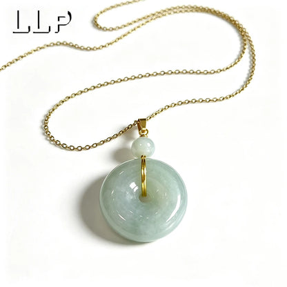 Pingente de jade natural de Mianmar, símbolo da paz, com fecho em prata S925. Um amuleto da sorte para atrair boa fortuna, ideal como presente para mulheres.
