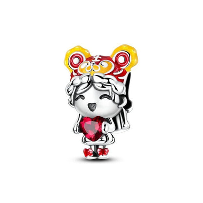 Charms Originais de Prata Esterlina 925, Pingente de Gato da Sorte, Boneca Japonesa, Presente de Ano Novo, Pulseiras e Colares para Mulheres, Joias