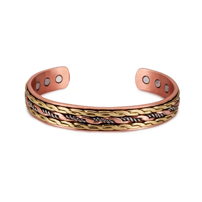 Vinterly pulseiras de cobre puro magnético ajustável trançado manguito 12mm pulseiras de metal macio redimensionável jóias de saúde das mulheres dos homens