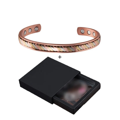 Vinterly-Pulseiras Magnéticas de Cobre para Mulheres, 8mm, Rosa Torcida, Ajustável, Ímãs de Energia Sanitária, Pulseiras Metálicas, Punho Redimensionável, Jóias