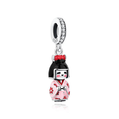 Pingentes de Prata Esterlina 925 Gato da Sorte Ano Novo Chinês Contas para Pulseiras e Colares Femininos Joias