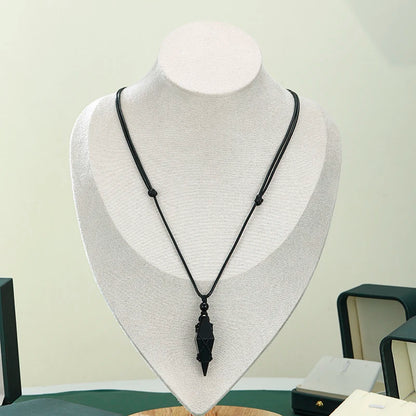 Colar de Cristal com Pingente em Forma de Ponta de Flecha de Obsidiana Negra para Homens e Mulheres, Joia de Cristal Natural para Uso Diário