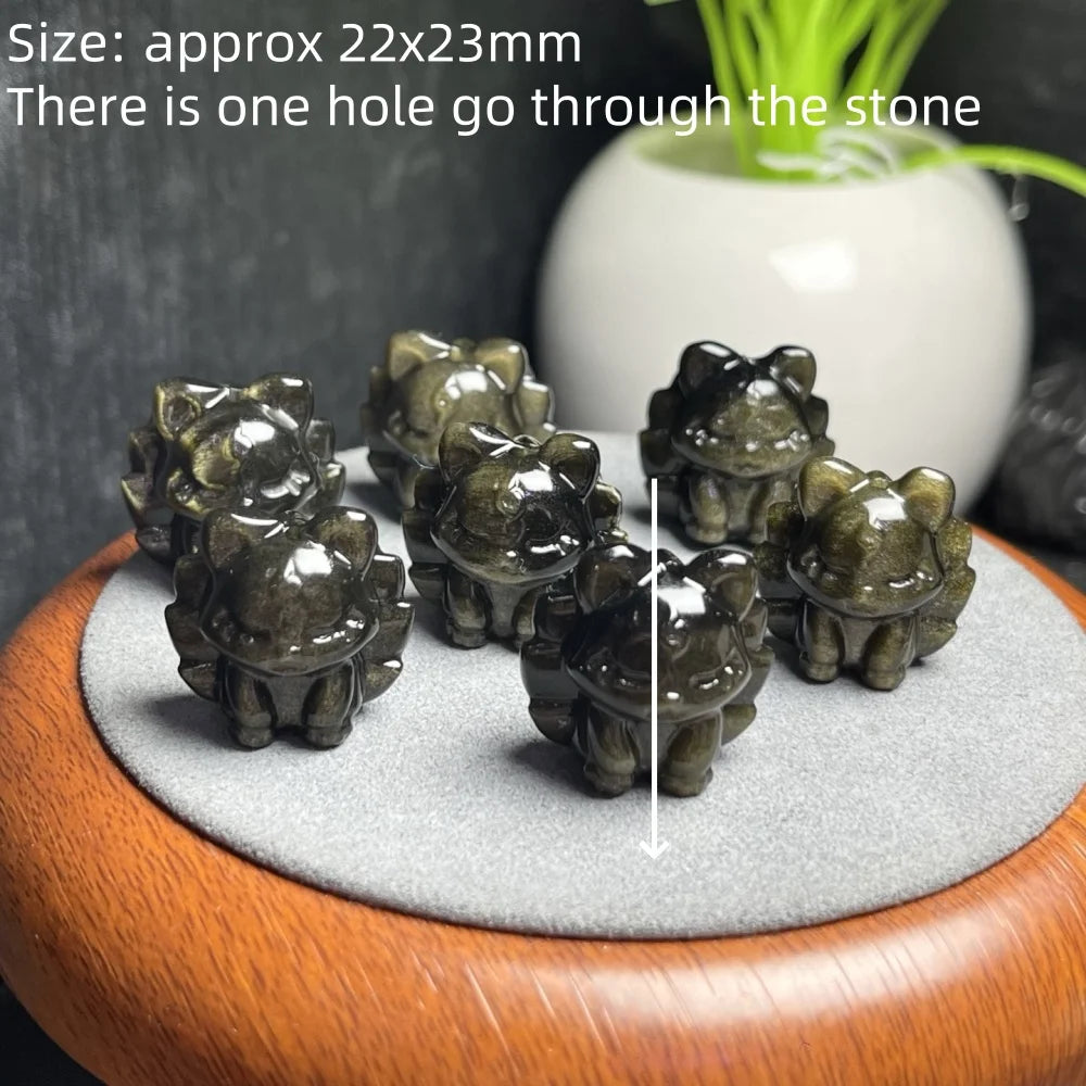 1 pc fengbaowu pedra natural arco-íris obsidiana raposa jóias fazendo para pulseira pingente cristal esculpido animal moda presente feminino