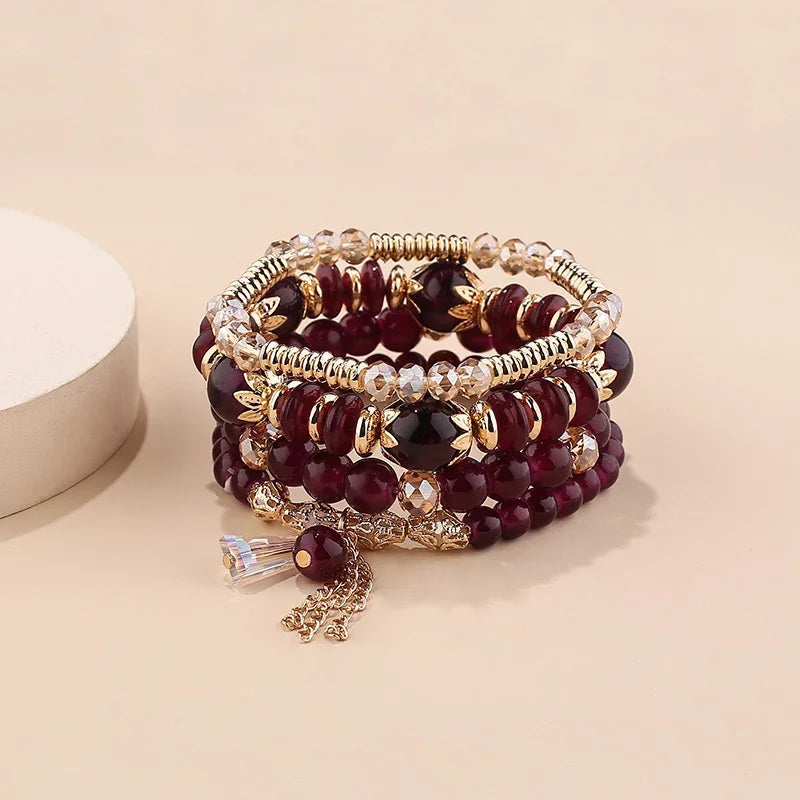Set Mosaico · Cuatro Pulseras de Vidrio