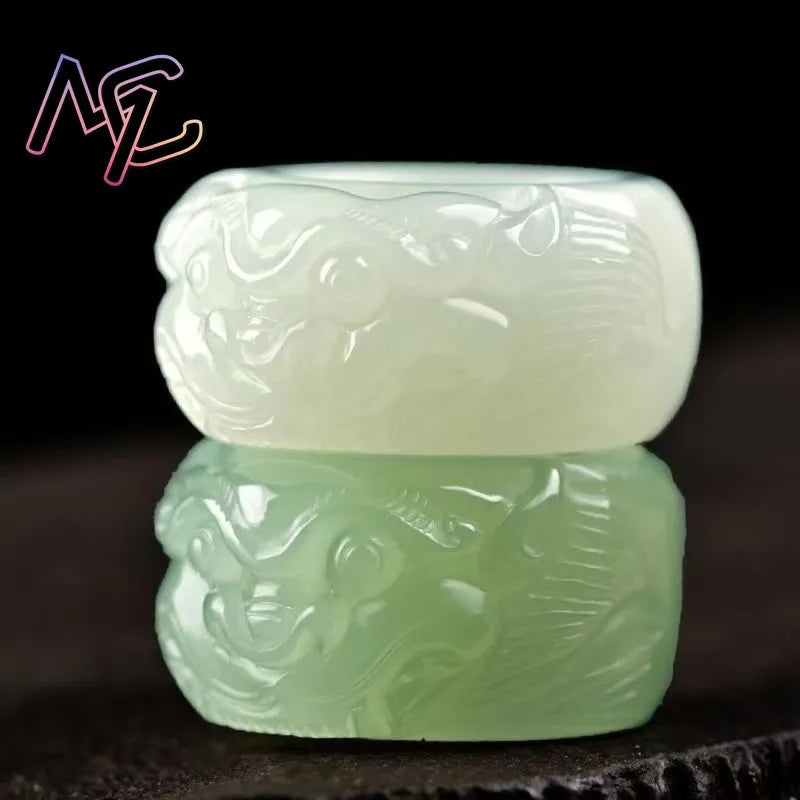 Anillo ancho Pixiu de jade