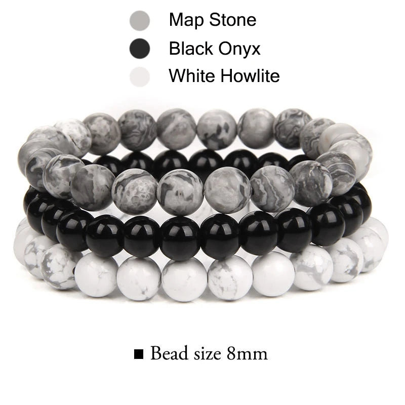 Conjunto de pulseras de cuentas y cuero