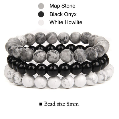 Conjunto de pulseras de cuentas y cuero