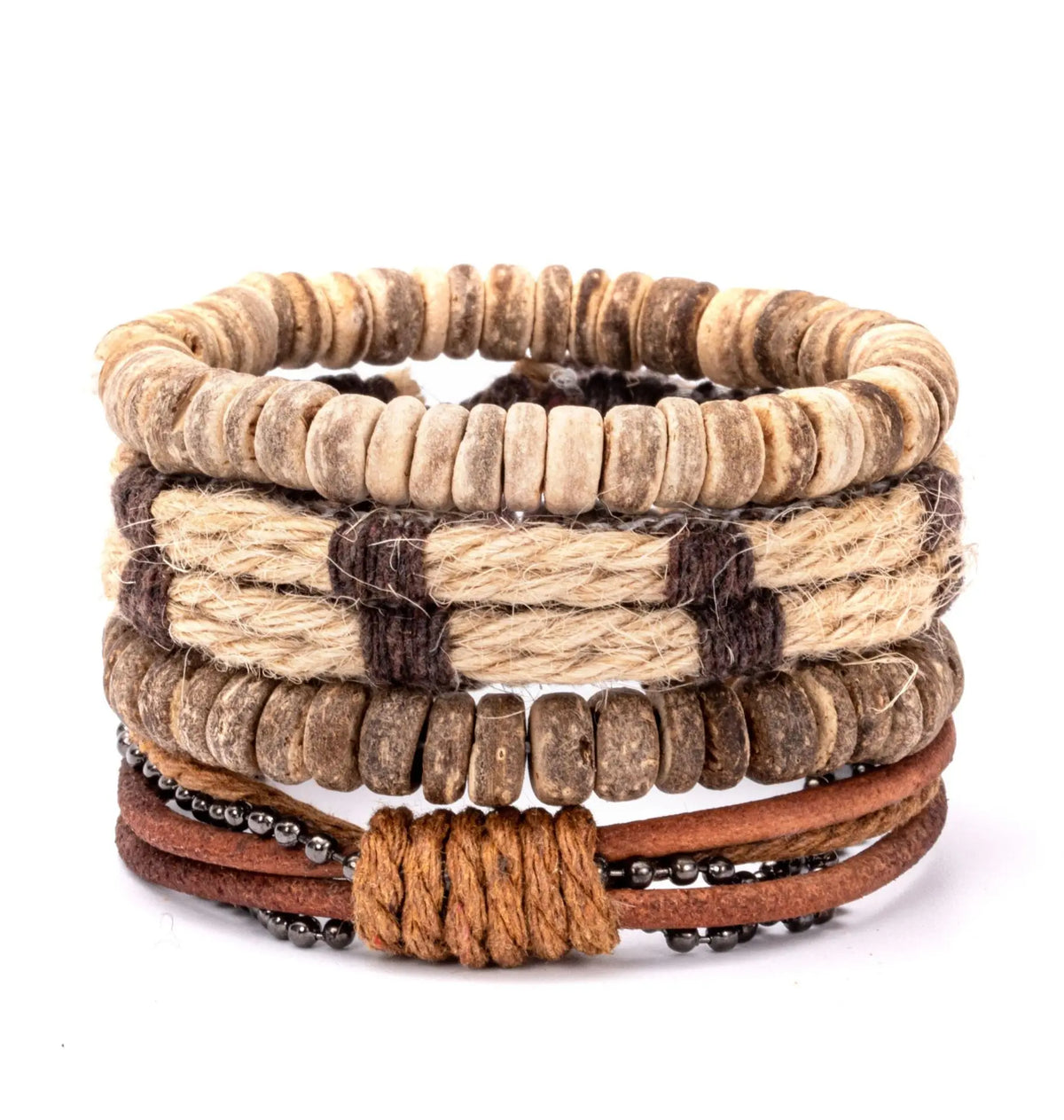 Pulseira de couro boêmio masculina, pulseira tecida à mão, pulseira de contas de madeira para homens, pulseira com pingente, joias masculinas