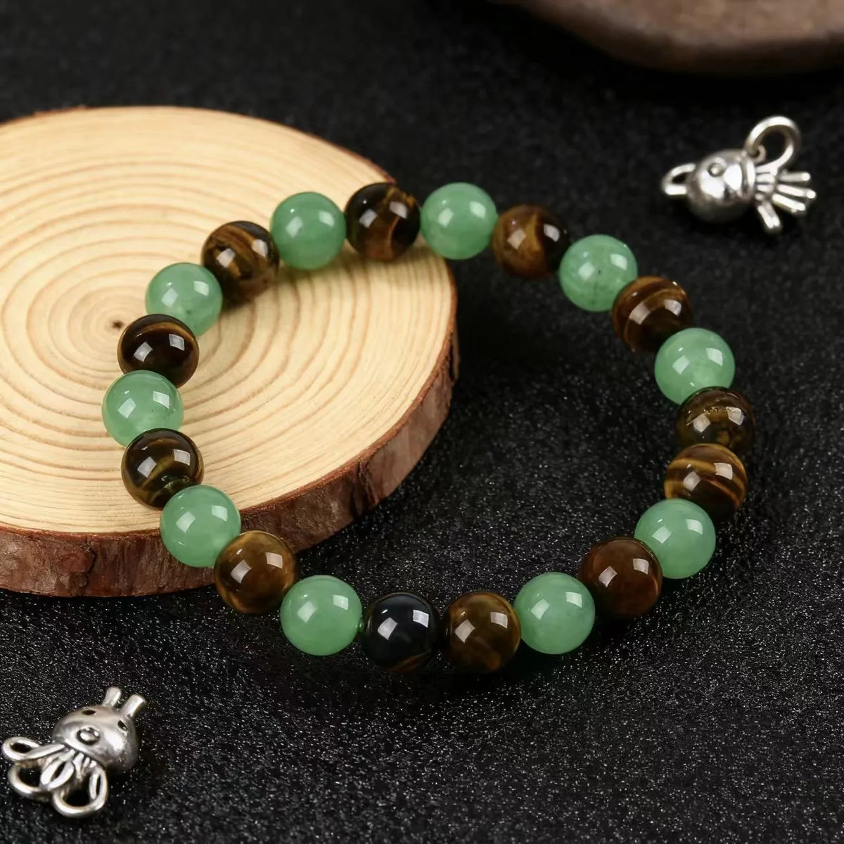Pulsera Brote · Verde y Ojo de Tigre