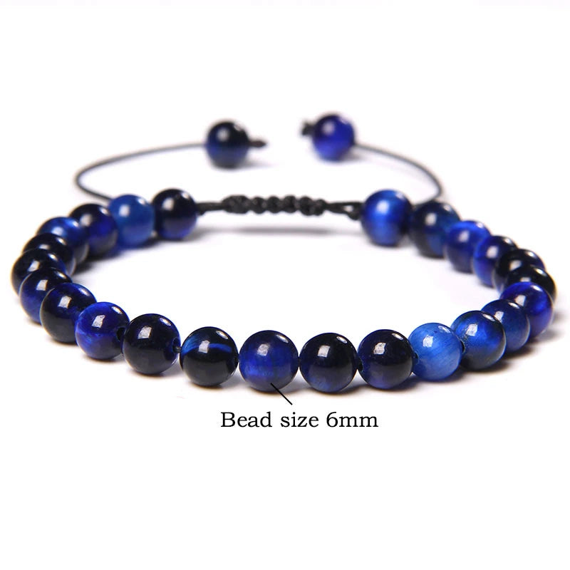 Pulsera trenzada de ojo de tigre azul