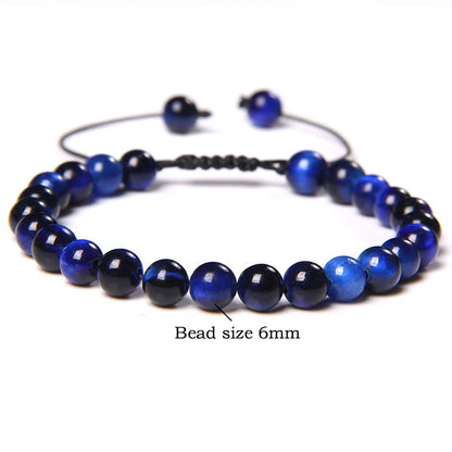 Pulsera trenzada de ojo de tigre azul