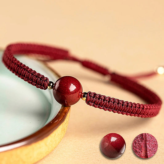 Pulseira vermelha chinesa de pedra natural cinábrio amizade corda sorte corrente casal pulseira para homens mulheres amuleto corda trançada presentes