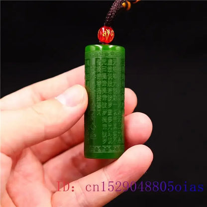 Jade coração sutra pingente esculpido moda amuleto budismo presentes femininos jadeite jóias natural pedra preciosa charme colar chinês