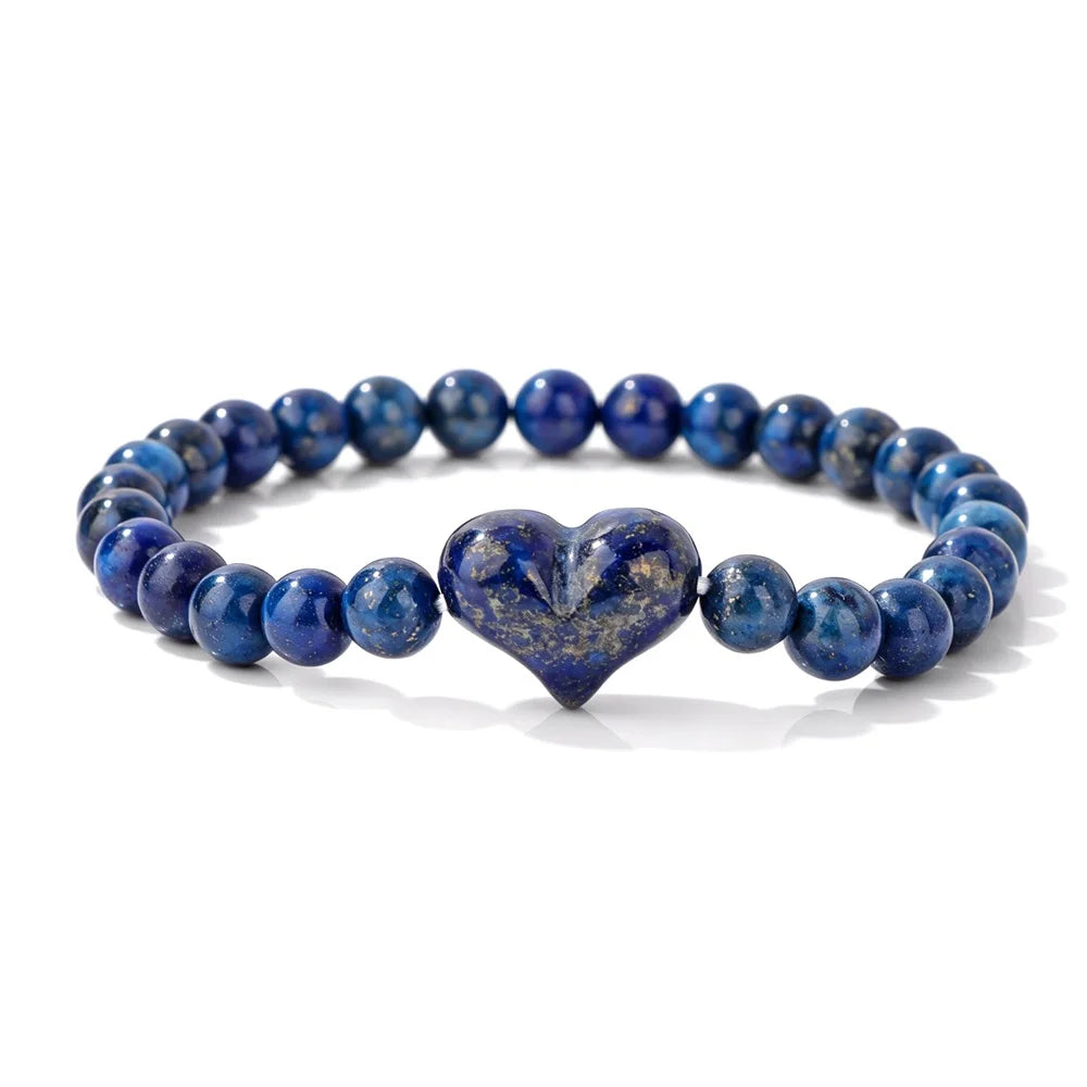 Pulseira de Contas de Ametista Natural de 6mm com Contas de Quartzo Rosa em Formato de Coração, Pulseira da Moda para Mulheres, Joia de Energia Curativa, Presente