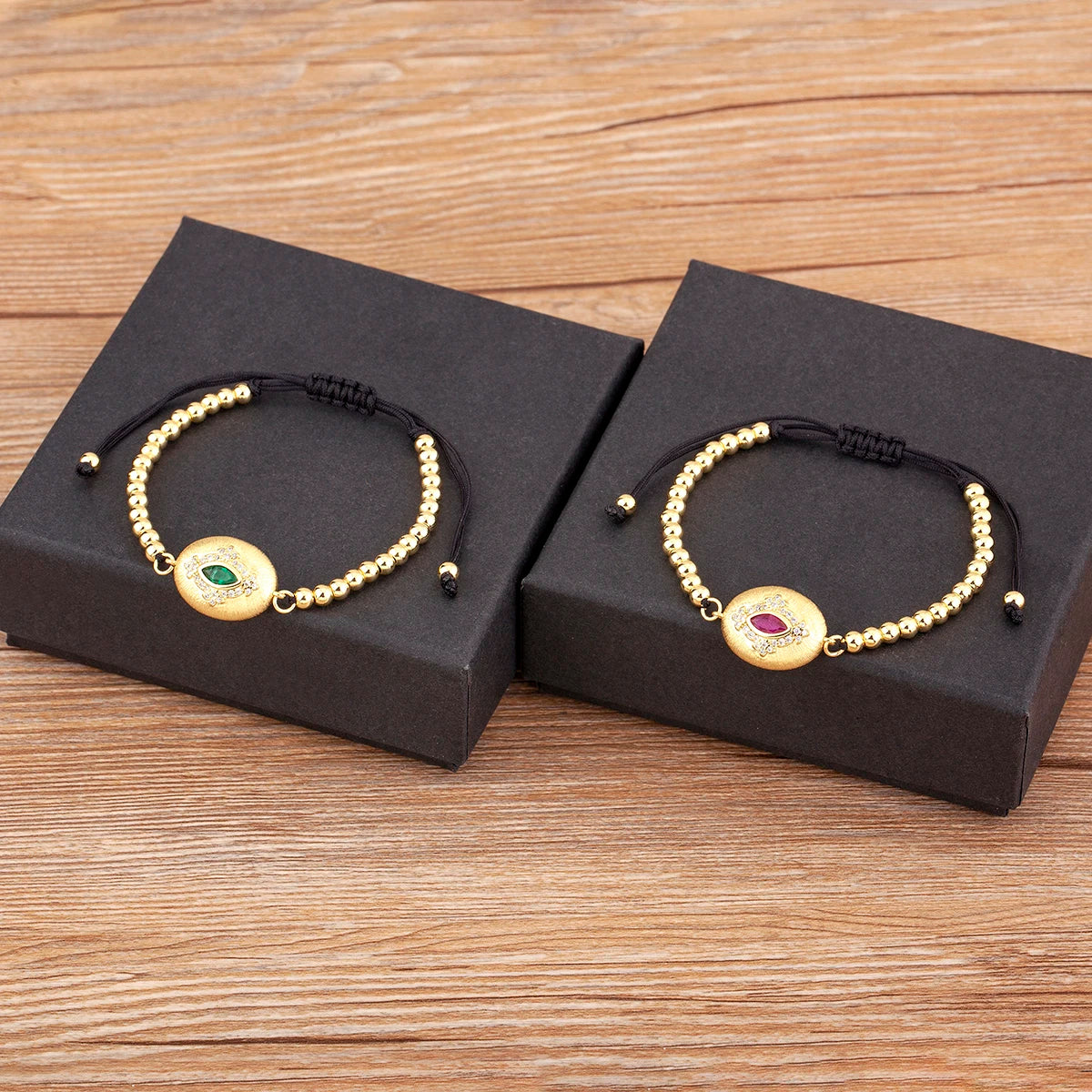 Nidin venda quente estilo punk mau olhado corrente pulseiras ajustáveis para mulheres feminino incrustado rosa vermelho/verde zircão jóias acessórios