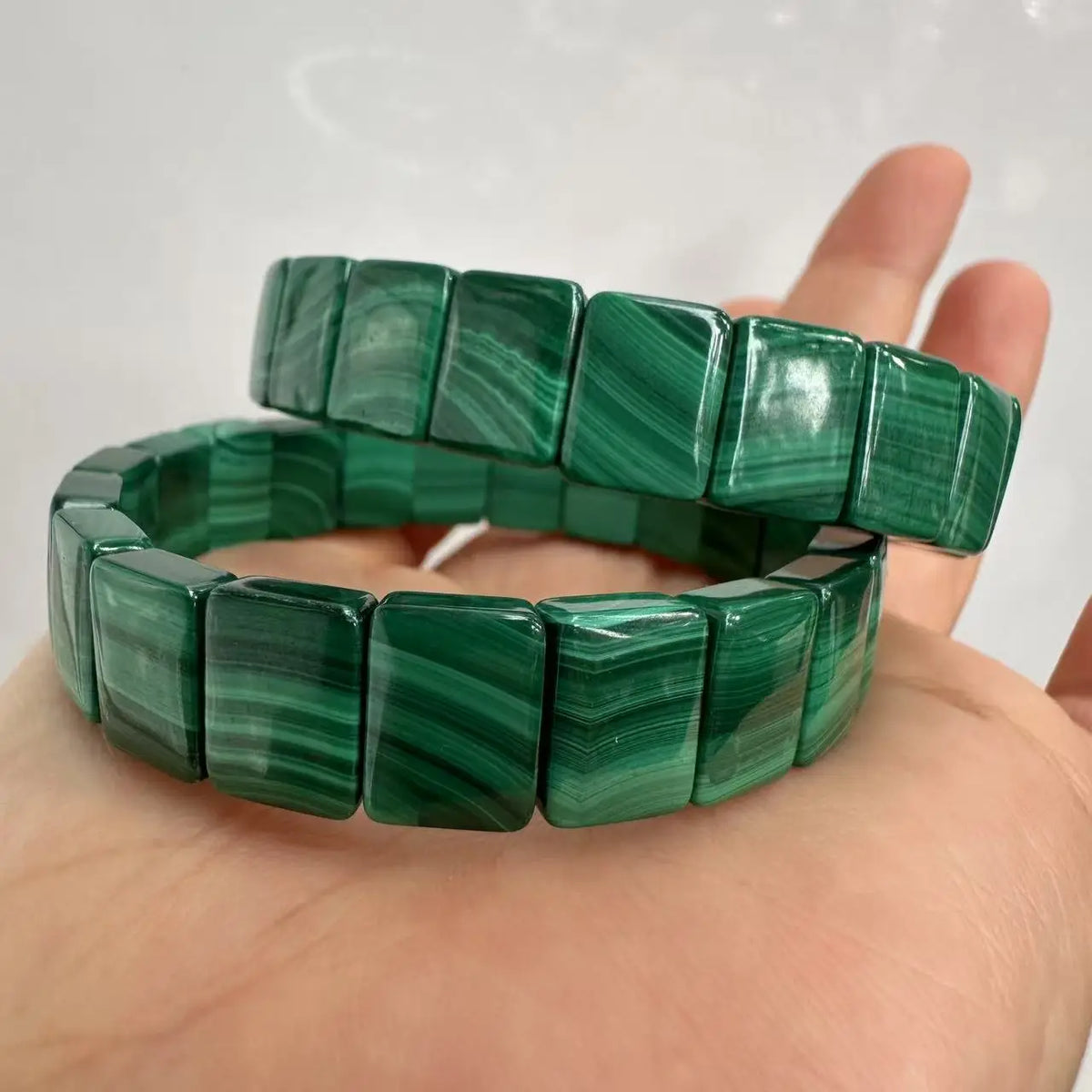 Genuíno a ++ natural verde malaquita contas pulseira para homens e mulheres presente do dia dos namorados atacado