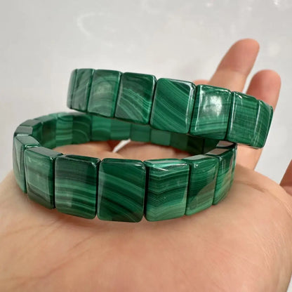 Genuíno a ++ natural verde malaquita contas pulseira para homens e mulheres presente do dia dos namorados atacado