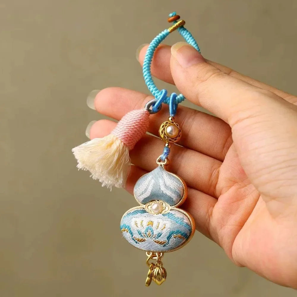 Pingente de cabaça brocado feito à mão bênção estilo chinês tecido borla saco pingente tradicional boa sorte pendurado ornamentos presentes