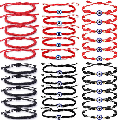2-12 pçs artesanal mau olhado pulseira de corda vermelha para amante proteção amuleto da sorte e amizade trança corda pulseira jóias presente