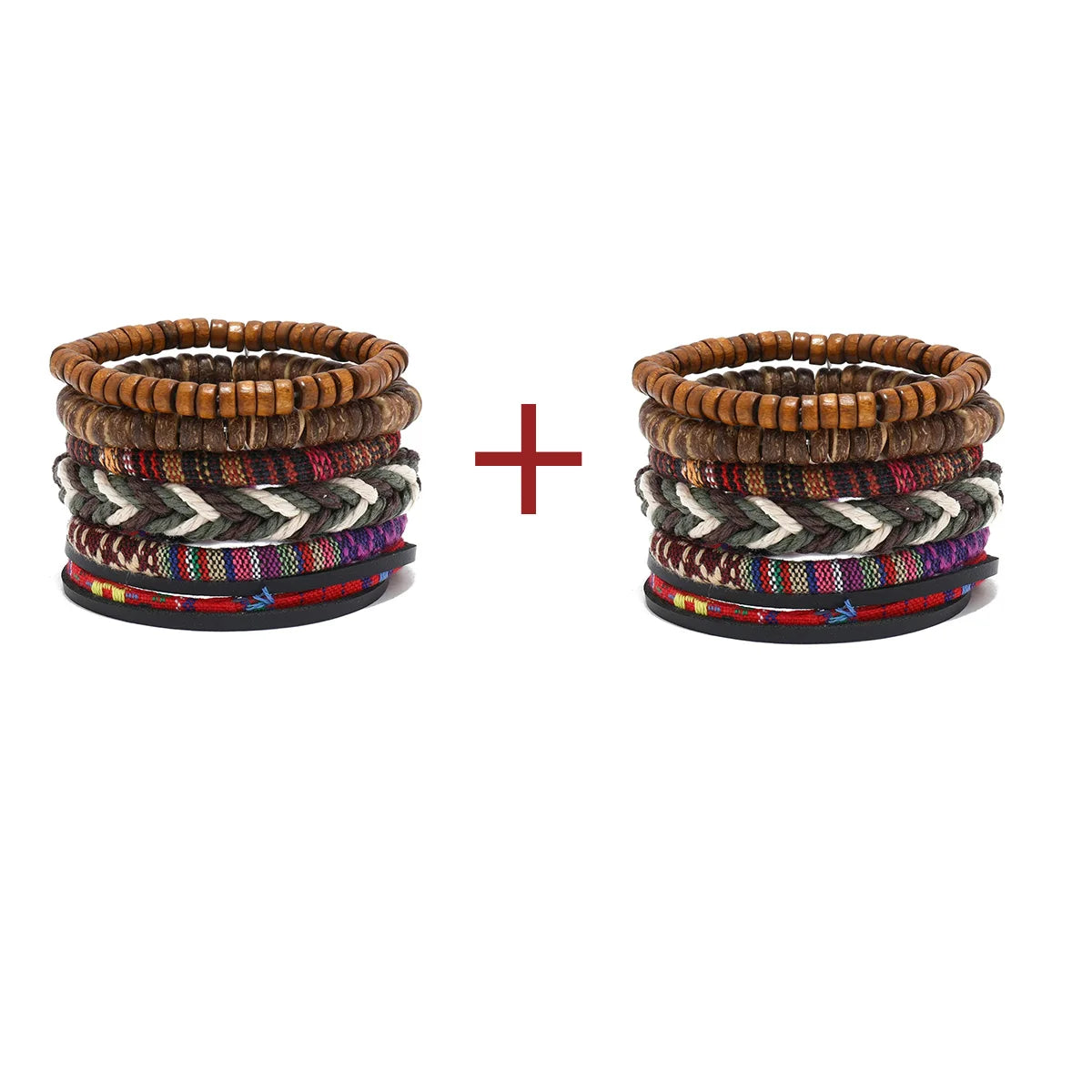 Pulseira de couro boêmio masculina, pulseira tecida à mão, pulseira de contas de madeira para homens, pulseira com pingente, joias masculinas