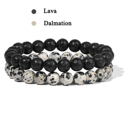 Conjunto de 2 pulseras de piedra de 8 mm