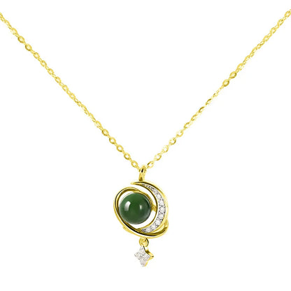 Colares de prata esterlina 925 para mulheres, com pingente de jade, cor dourada, corrente ajustável, joias de luxo, presente romântico.
