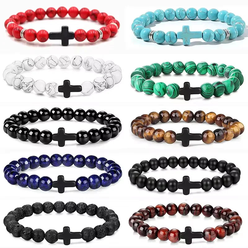 Pulsera Fe: Cuentas con Cruz. Diseño y acabado de la pieza mostrada.