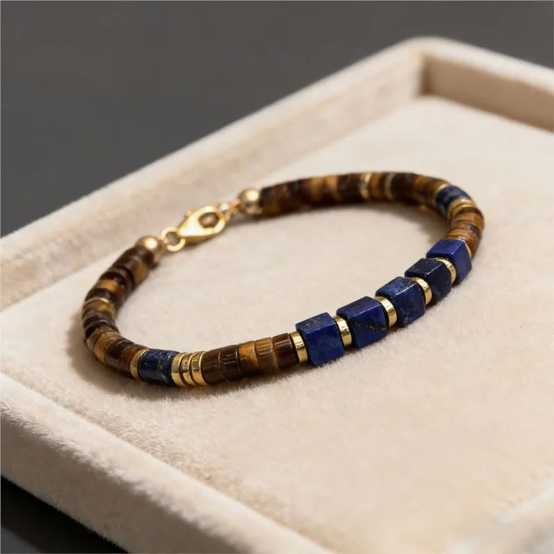 Pulsera de lapislázuli y ojo de tigre