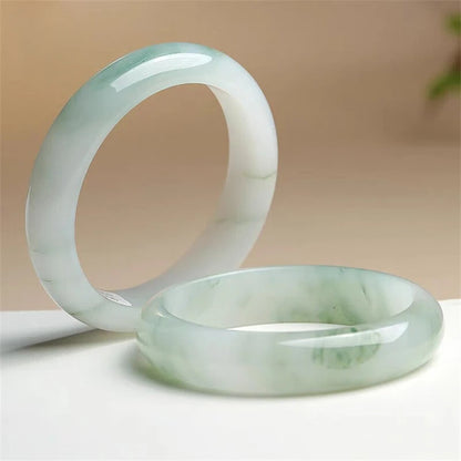 Gelo Transparente Tianshan Jade Pulseira, Pulseira Flor Faixa Larga para Namorada