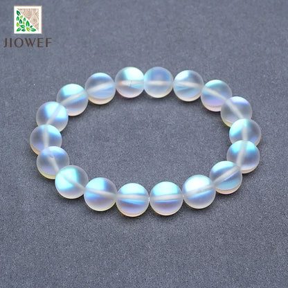 Pulsera blanca de cristal con brillo