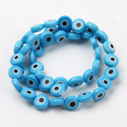 8mm 48 pçs contas de vidro natural liuli pulseira olho contas frisado pulseira feminino masculino jóias amuleto mal nazar olho charme